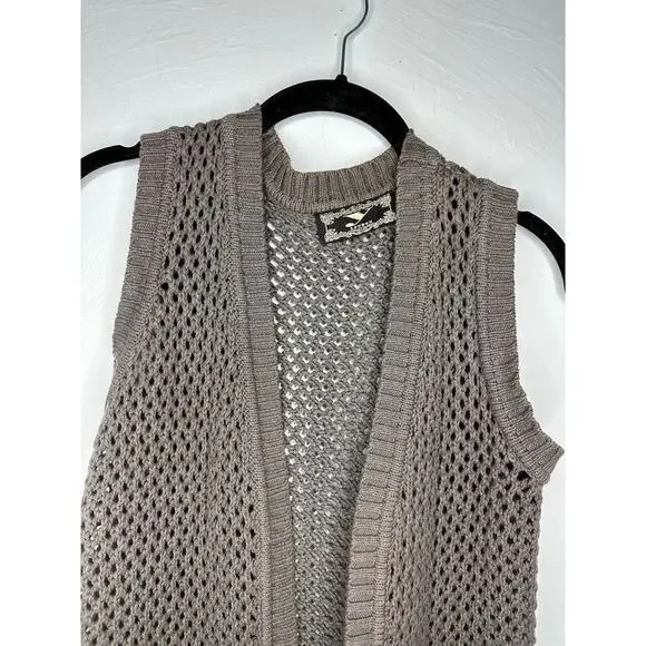 Y London Crocheted Tassel Vest Women's Size Large Gray Boho Western Vintage - Picture 3 of 6